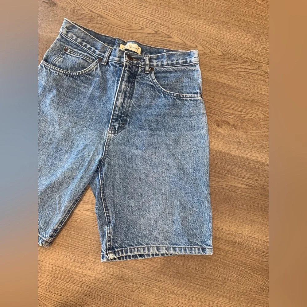 Vintage 90s Great Land 100% Cotton Denim Light Wash High Waist Shorts Size 30
